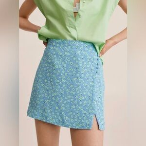 MNG Mango Blue Floral Skirt Size Small